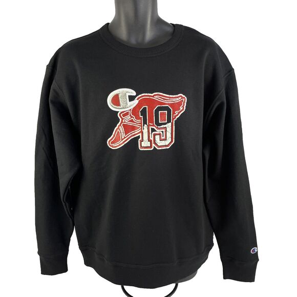 New Mens Champion Wing Shoe 19 Logo Crewneck Sweatshirt Sz L NWT Black - Picture 6 of 7